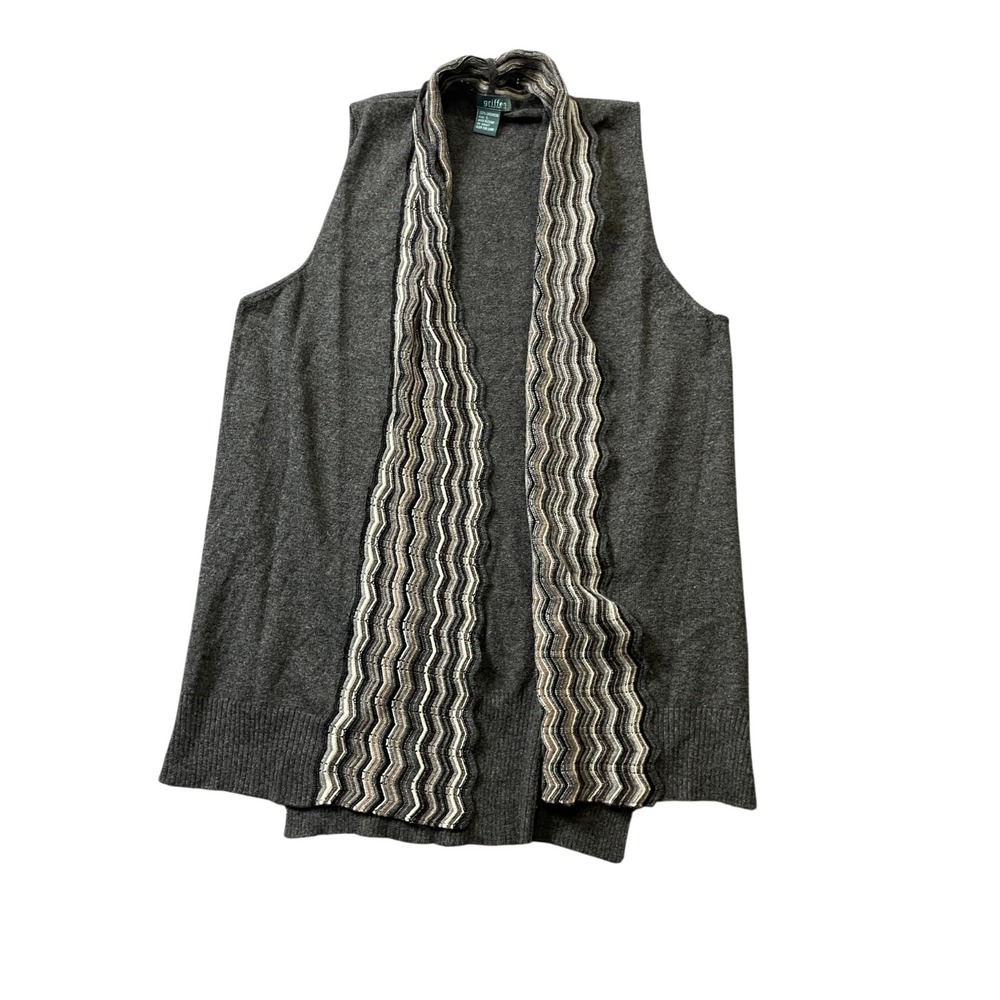 Griffen Large Open Front Cashmere Cardigan Sweater Sleeveless Vest